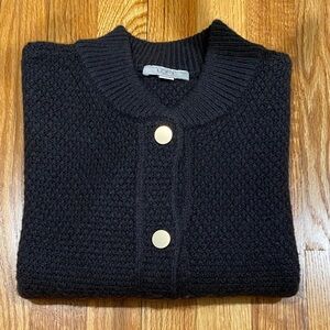 Bomber Jacket Cardigan with Matte Gold Buttons